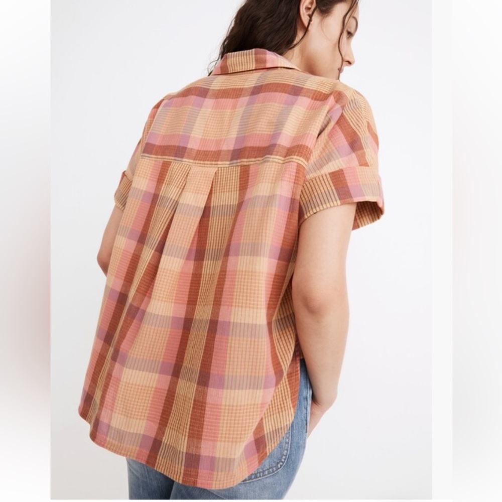 EUC Madewell Daily Shirt in Neon Madras Plaid - Picture 3 of 6